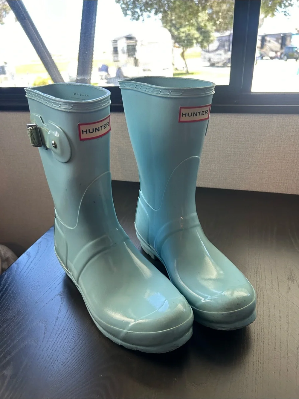 Hunter Original Short Gloss Rain Boots - Light Blue